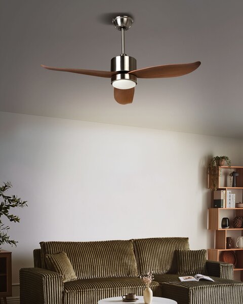 Stropní ventilátor se světlem MAHAUT s dálkovým ovládáním LED Světle hnědá