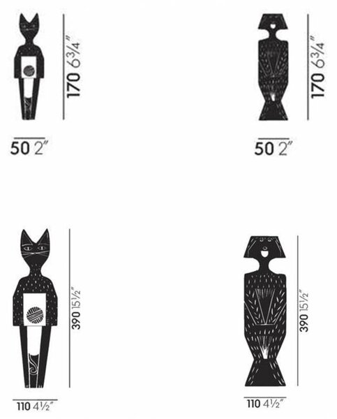 Vitra designové figurky Wooden Dolls Cat & Dog