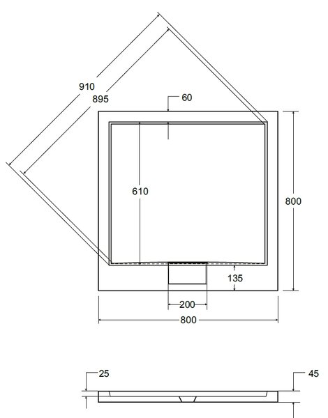 Besco Axim Ultraslim čtvercová sprchová vanička 80x80 cm bílá #BAX-80-KW