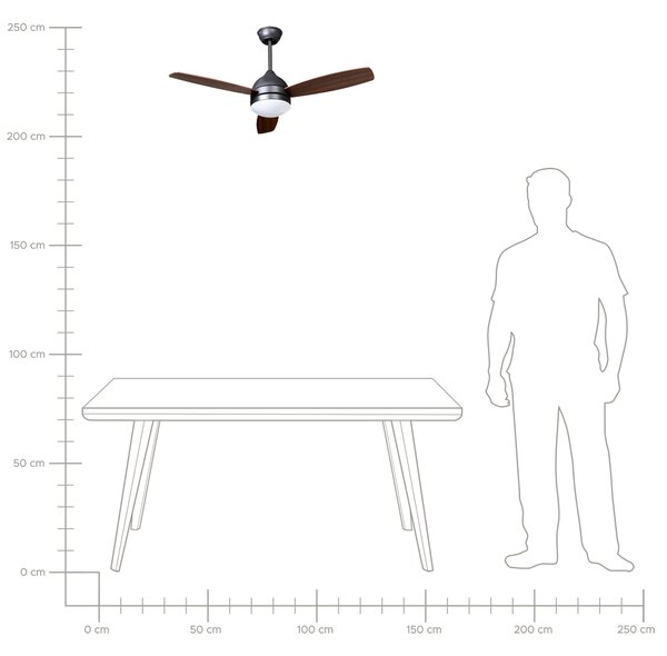 Stropní ventilátor se světlem MANSALA s dálkovým ovládáním LED Tmavě hnědá