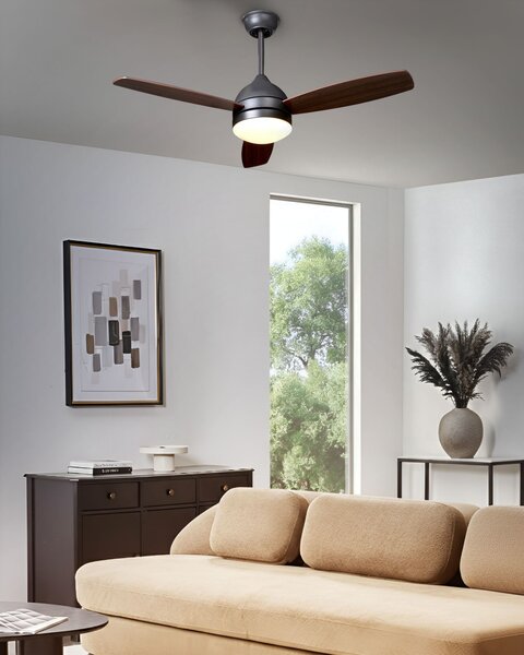Stropní ventilátor se světlem MANSALA s dálkovým ovládáním LED Tmavě hnědá