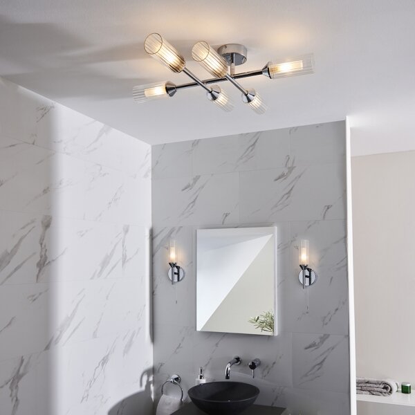 Endon 95045 - Koupelnový přisazený lustr NATORI 6xG9/3W/230V IP44 lesklý chrom