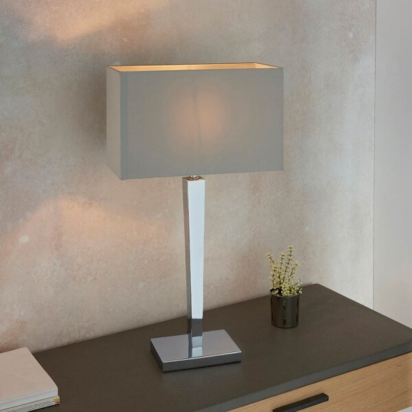 Endon 56707 - Stolní lampa MORETO 1xE27/60W/230V lesklý chrom/šedá