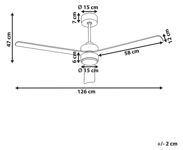 Stropní ventilátor se světlem JEREMY s dálkovým ovládáním LED Hnědá