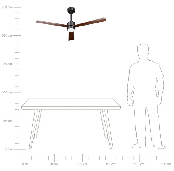 Stropní ventilátor se světlem JEREMY s dálkovým ovládáním LED Hnědá