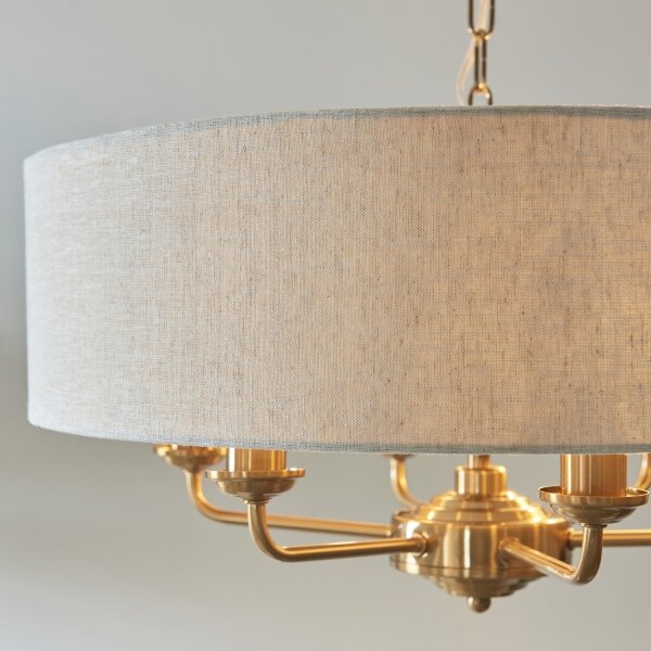 Endon 110722 - Lustr na řetězu HIGHCLERE 6xE14/40W/230V béžová/mosaz pr. 55 cm