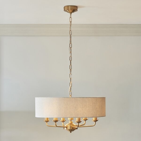 Endon 110722 - Lustr na řetězu HIGHCLERE 6xE14/40W/230V béžová/mosaz pr. 55 cm