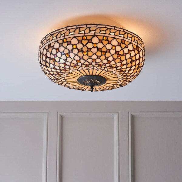 Endon 64276 - Stropní svítidlo Tiffany MILLE FEUX 2xE27/60W/230V pr. 45 cm
