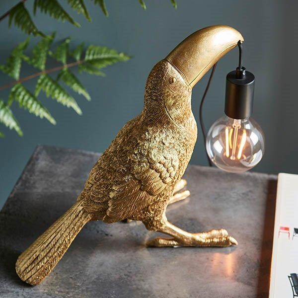Endon 95077 - Stolní lampa TOCO TOUCAN 1xE27/10W/230V zlatá