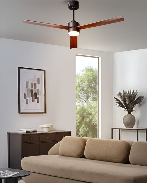 Stropní ventilátor se světlem JEREMY s dálkovým ovládáním LED Hnědá