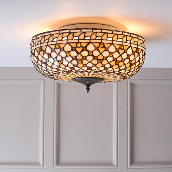 Endon 64276 - Stropní svítidlo Tiffany MILLE FEUX 2xE27/60W/230V pr. 45 cm