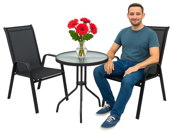 TRENDIE Sestava zahradního nábytku - 2 židle a stůl 60cm kulatý