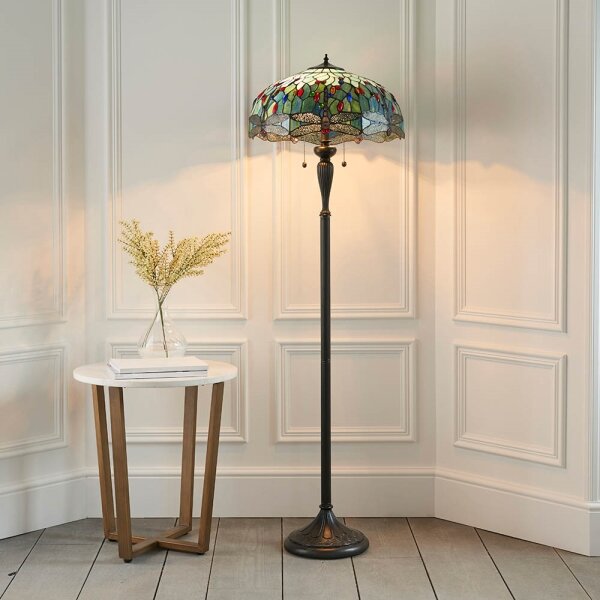 Endon 64069 - Stojací lampa Tiffany DRAGONFLY 2xE27/60W/230V pr. 50 cm