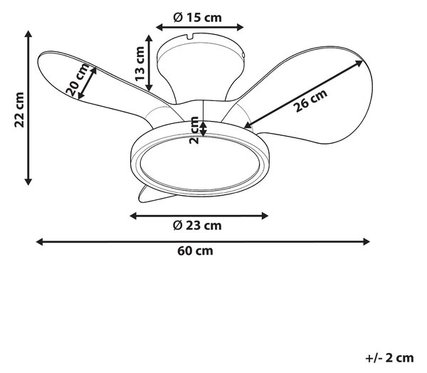Stropní ventilátor se světlem PUNTI s dálkovým ovládáním LED Bílá
