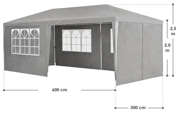 Juskys Párty stan 3x6 m - tmavě šedá