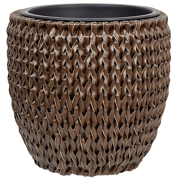 Sada 3 květináčů BERBERIS Umělý ratan 34/45 cm Tmavě hnědá