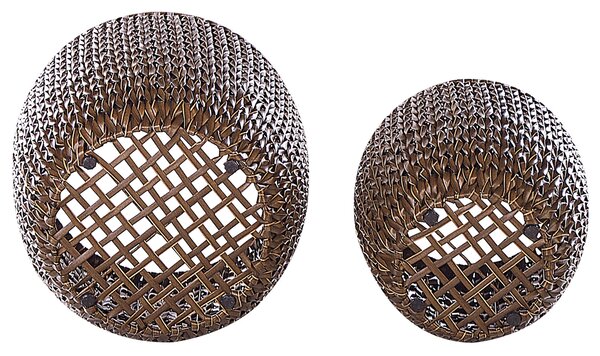 Sada 3 květináčů BERBERIS Umělý ratan 34/45 cm Tmavě hnědá