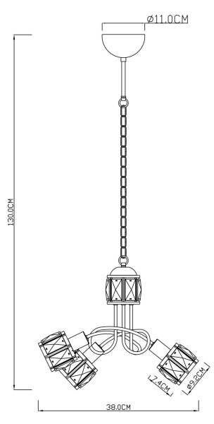 Globo 54356-3H - LED Lustr na řetězu KRIS 3xE14/40W/230V + LED/5W