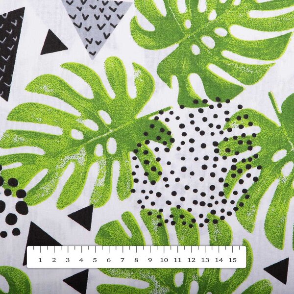 Biante Bavlněné ložní povlečení Sandra SA-175 Zelené listy Monstera Jednolůžko 140x200 a 70x90 cm