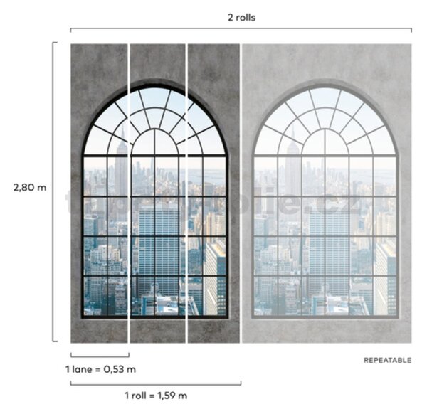 Vinylové fototapety na zeď MURALE ML6201, okno s výhledem na New York, rozměr 1,59 m x 2,8 m, Grandeco