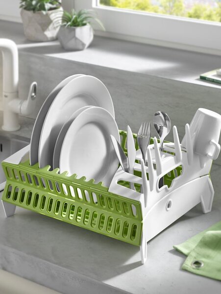 HELU Skládací odkapávací košík na nádobí, zelená/bílá