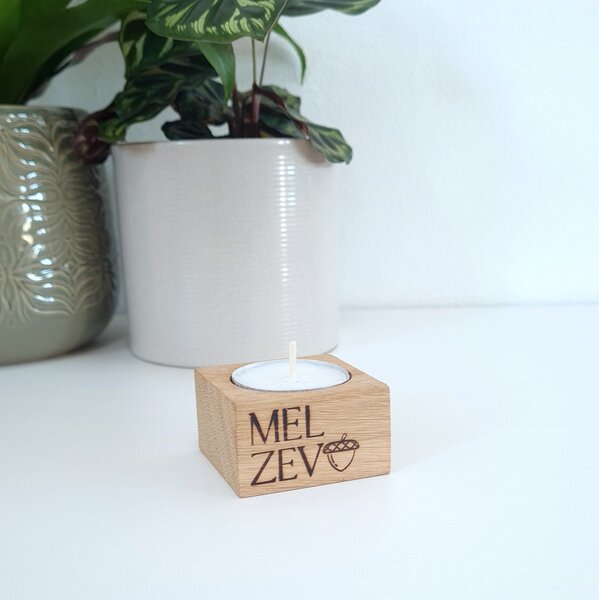 Melzevo Dřevěný svícen na čajovou svíčku, dub