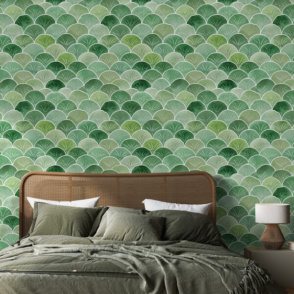 Tapeta zelené geometrické oblouky