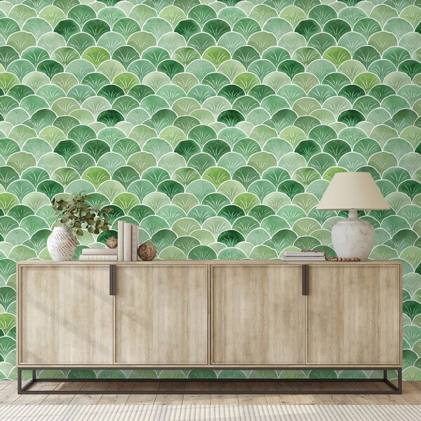 Tapeta zelené geometrické oblouky