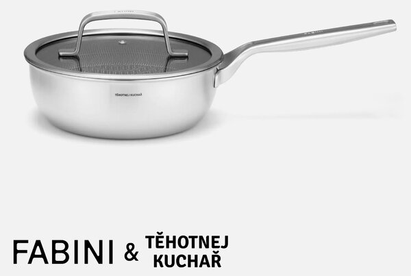 Fabini Kónický rendlík FABINI & Těhotnej kuchař 2.0, ø 20 cm (1,5 l) - Nerezový beznýtový rendlík s hybridním keramickým povrchem z vícevrstvé nerezové oceli s poklicí