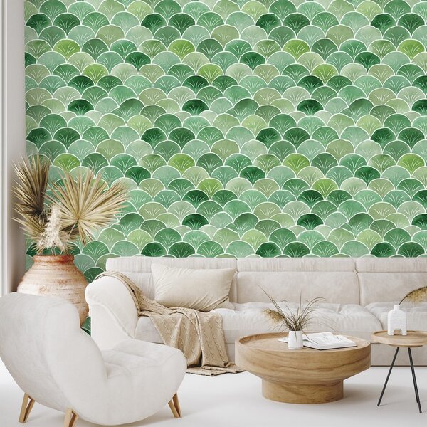 Tapeta zelené geometrické oblouky