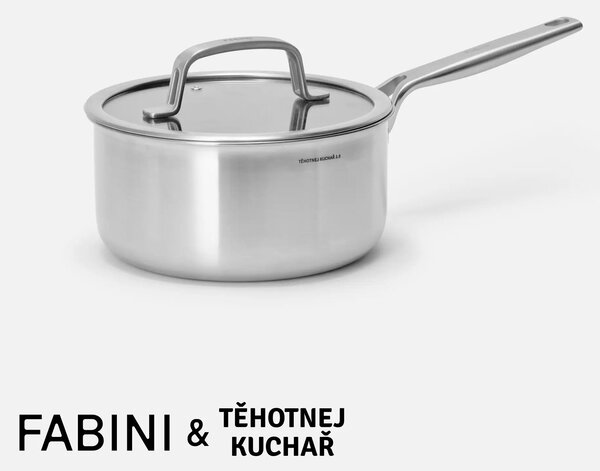 Fabini Rendlík FABINI & Těhotnej kuchař 2.0, ø 20 cm (3 l) - Nerezový beznýtový rendlík s hybridním keramickým povrchem z vícevrstvé nerezové oceli s poklicí