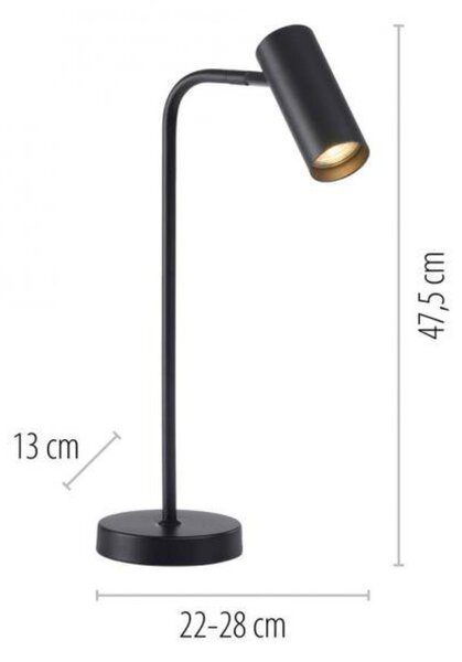 PAUL NEUHAUS JUST LIGHT Kolekce Schöner Wohnen LED stolní lampa RIK, černá, třída A, otočné a nastavitelné, šňůrový vypínač 3000K