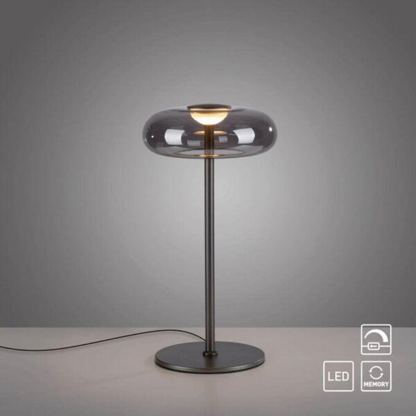 PAUL NEUHAUS JUST LIGHT Kolekce Schöner Wohnen LED stolní lampa POSH, šedá, stmívatelné, teplá bílá 3000K