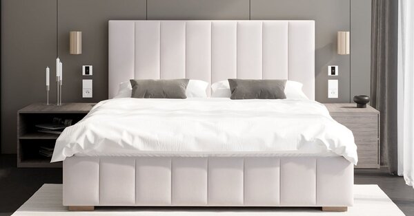 Čalouněná postel AUSTIN 90x200cm Bílá Paris s úložným prostorem kovový rošt