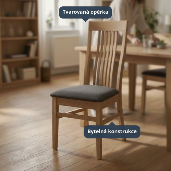 Stima Židle TAKUNA (buk) čalouněná Odstín: Tmavě Hnědá, Látky: VELVET černá 63