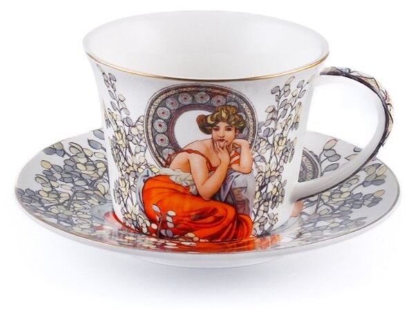 Porcelánový šálek na kávu Alfons Mucha 250ml bílá
