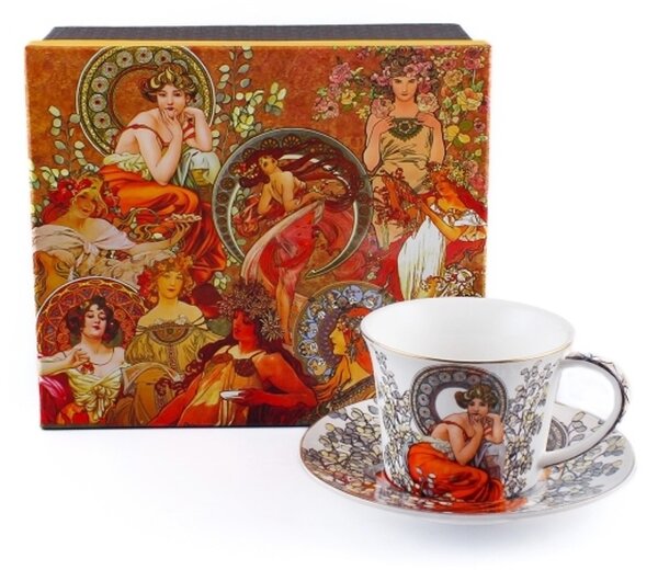 Porcelánový šálek na kávu Alfons Mucha 250ml bílá
