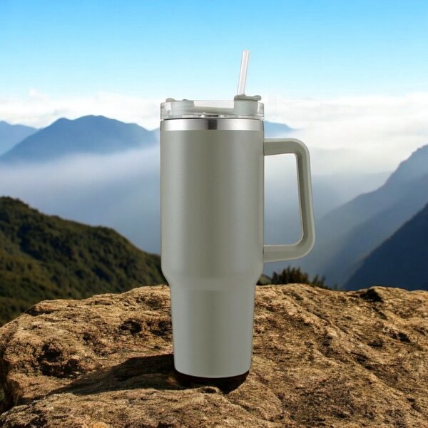 Termohrnek s brčkem TERMOS 1000 ml, šedý