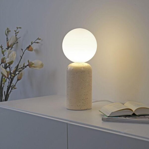 PAUL NEUHAUS JUST LIGHT Kolekce Schöner Wohnen stolní lampa TRAVENTA, písková barva, vzhled travertinu, nastavitelná hlava, G9 volitelná žárovka