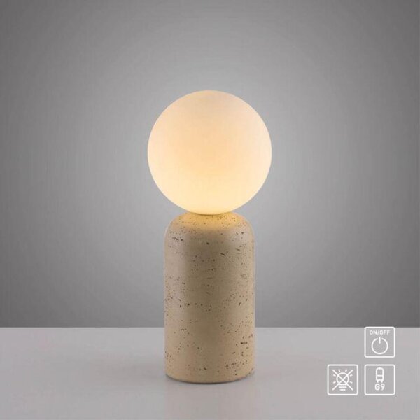 PAUL NEUHAUS JUST LIGHT Kolekce Schöner Wohnen stolní lampa TRAVENTA, písková barva, vzhled travertinu, nastavitelná hlava, G9 volitelná žárovka