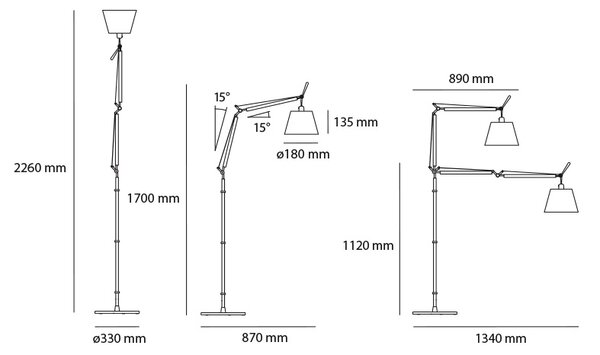 Artemide stojací lampy Tolomeo Basculante Terra