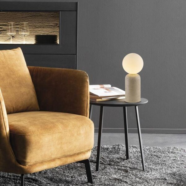 PAUL NEUHAUS JUST LIGHT Kolekce Schöner Wohnen stolní lampa TRAVENTA, písková barva, vzhled travertinu, nastavitelná hlava, G9 volitelná žárovka