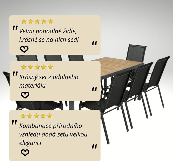 Vikio Venkovní zahradní set 190x90 pro 8 osob přírodní DK305-190P
