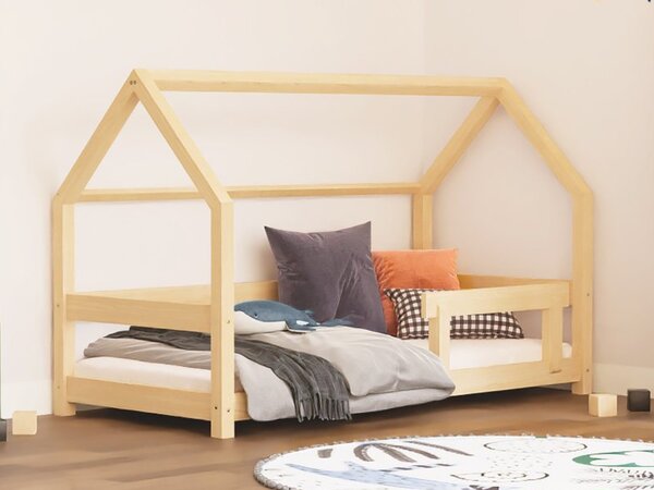 Dětská postel domeček TERY se zábranou - Nelakovaná, 120x190 cm, S jednou zábranou