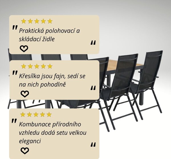 Vikio Zahradní set 190x90 pro 6 osob přírodní V137-190P