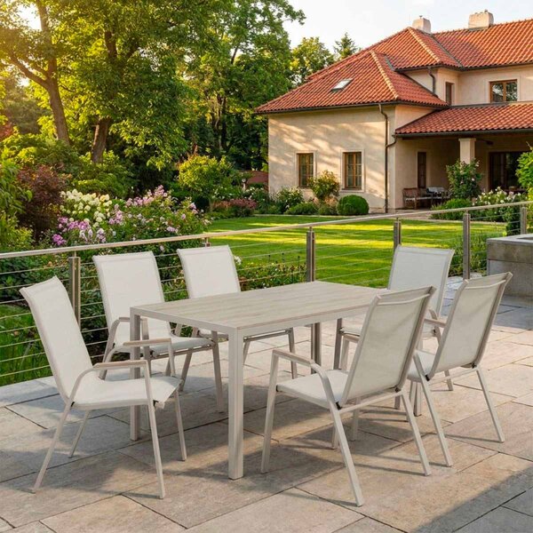 Vikio Zahradní jídelní set 150x90 pro 6 osob bežová AZS156BE-6