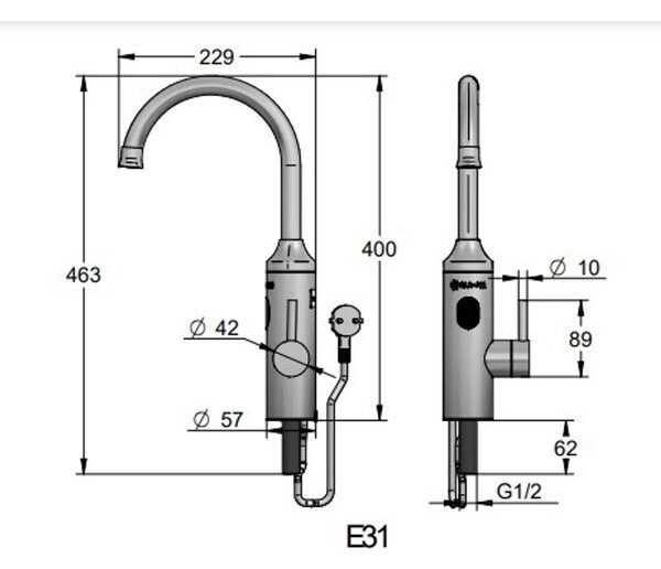 Elíz E31 Přímoohřevná vodovodní baterie, chrom