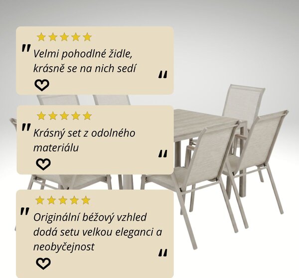 Vikio Zahradní jídelní set 150x90 pro 6 osob bežová AZS156BE-6