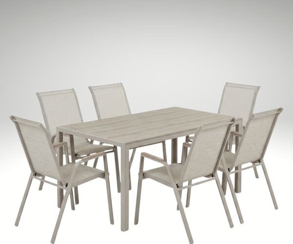 Vikio Zahradní jídelní set 150x90 pro 6 osob bežová AZS156BE-6