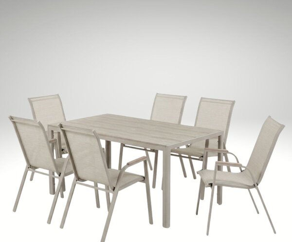 Vikio Zahradní jídelní set 150x90 pro 6 osob bežová AZS156BE-6